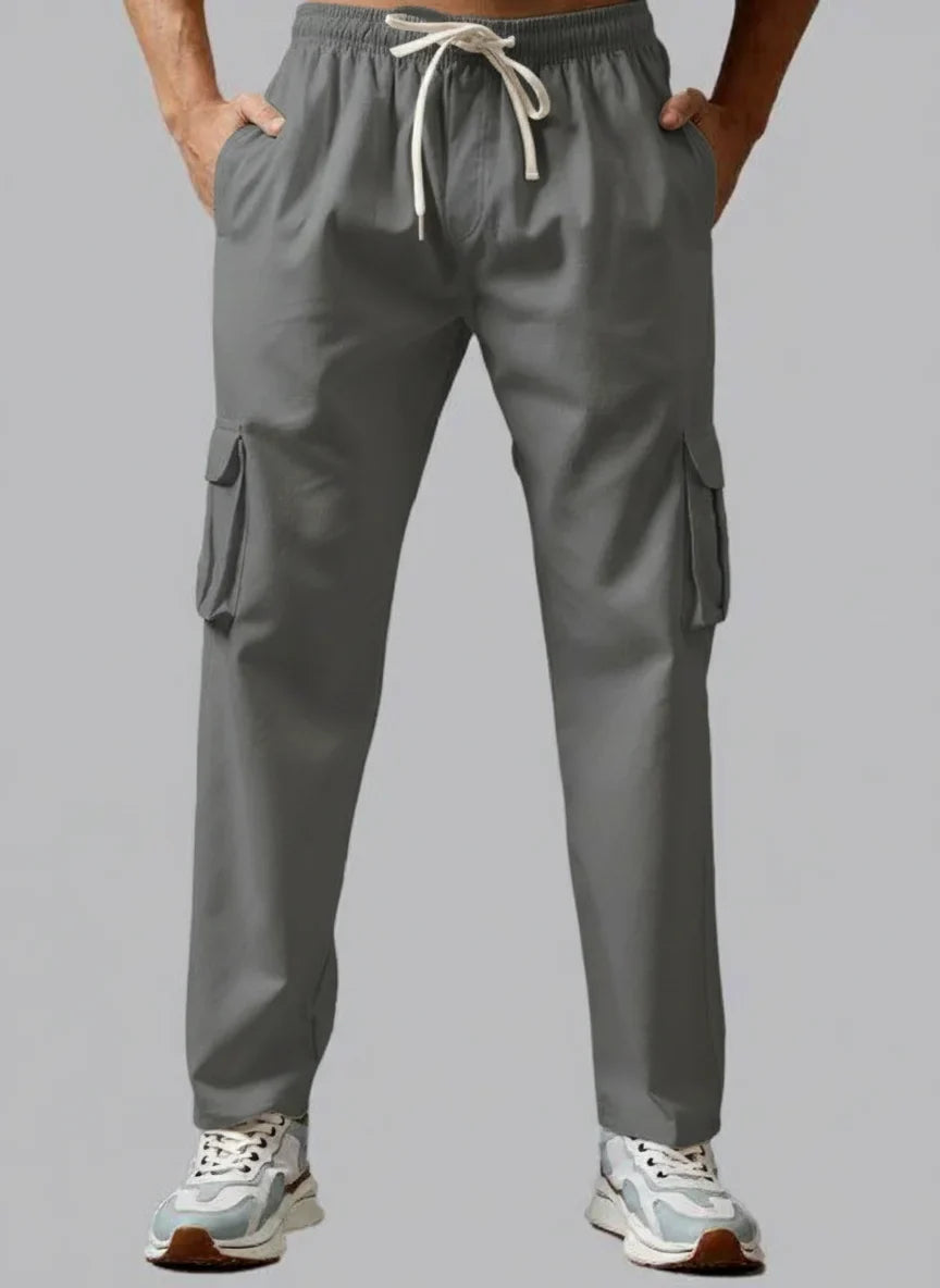 Knit Zip Black Polo Shirt & Gray Cargo Trouser