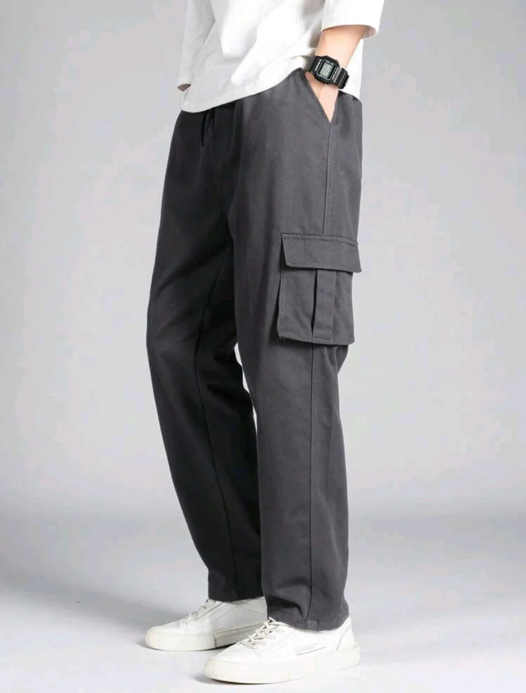 Manfinity Dark Gray Loose Fit Cargo Trouser