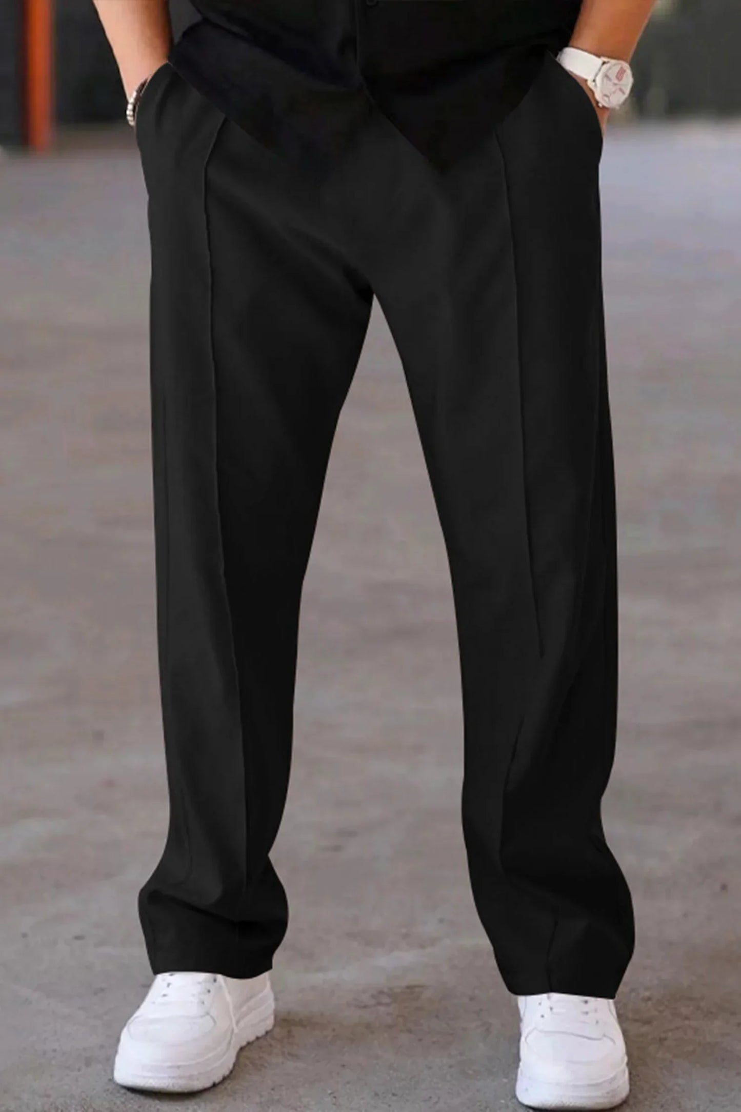 Premium White Full Sleeves Shirt With Black Drawstring Trouser