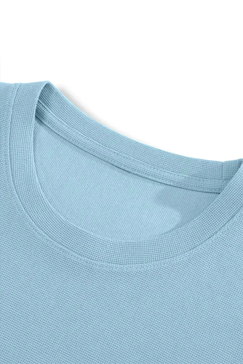 Knit Sky Blue Round Neck T-Shirt & White Drawstring Trouser