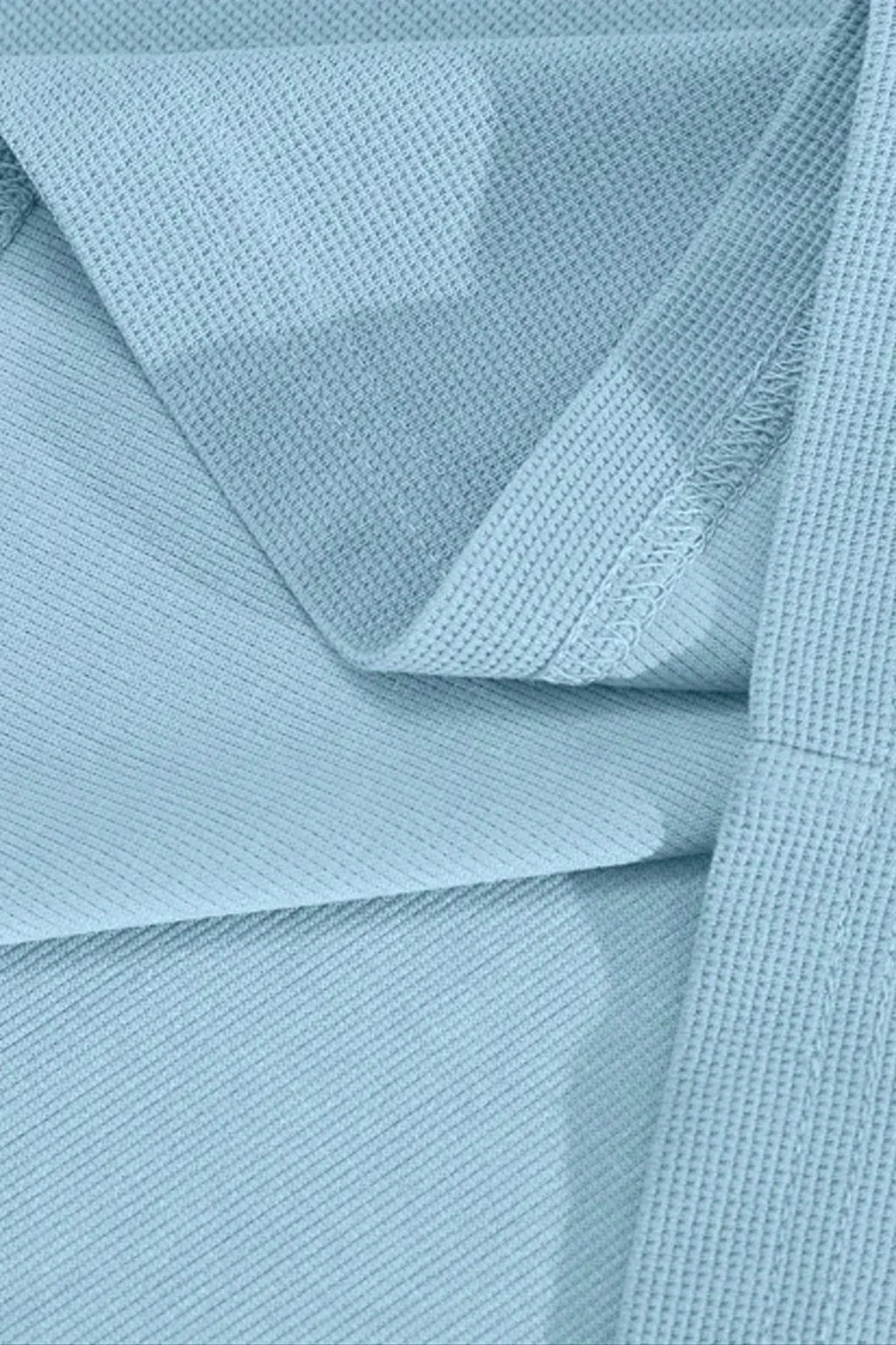 Knit Sky Blue Round Neck T-Shirt & White Drawstring Trouser