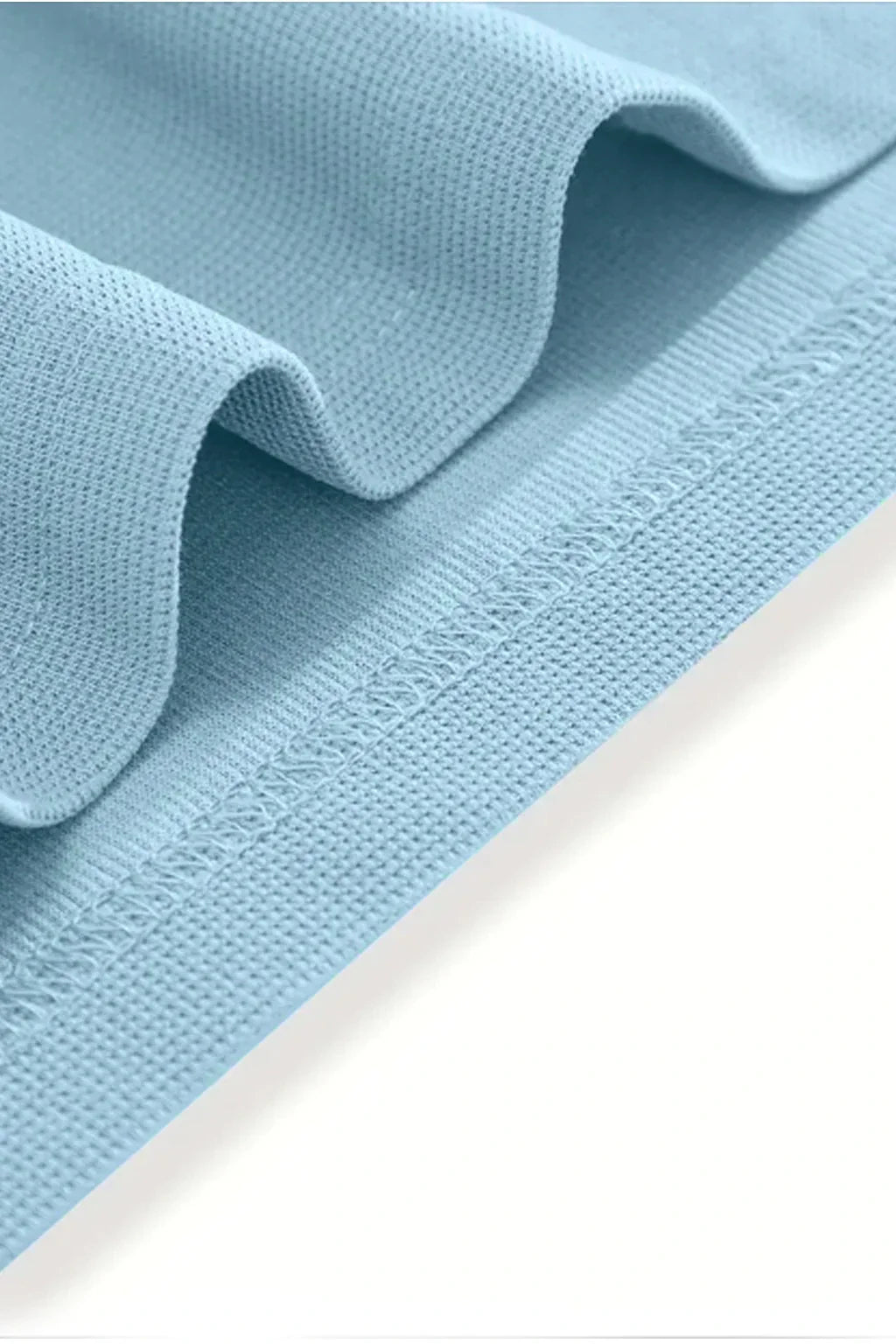 Knit Sky Blue Round Neck T-Shirt & White Drawstring Trouser